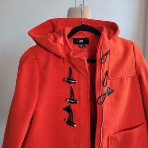 H&M Women's Hooded Red/Orange Short Women’s Zip Up Jacket – Size US 10